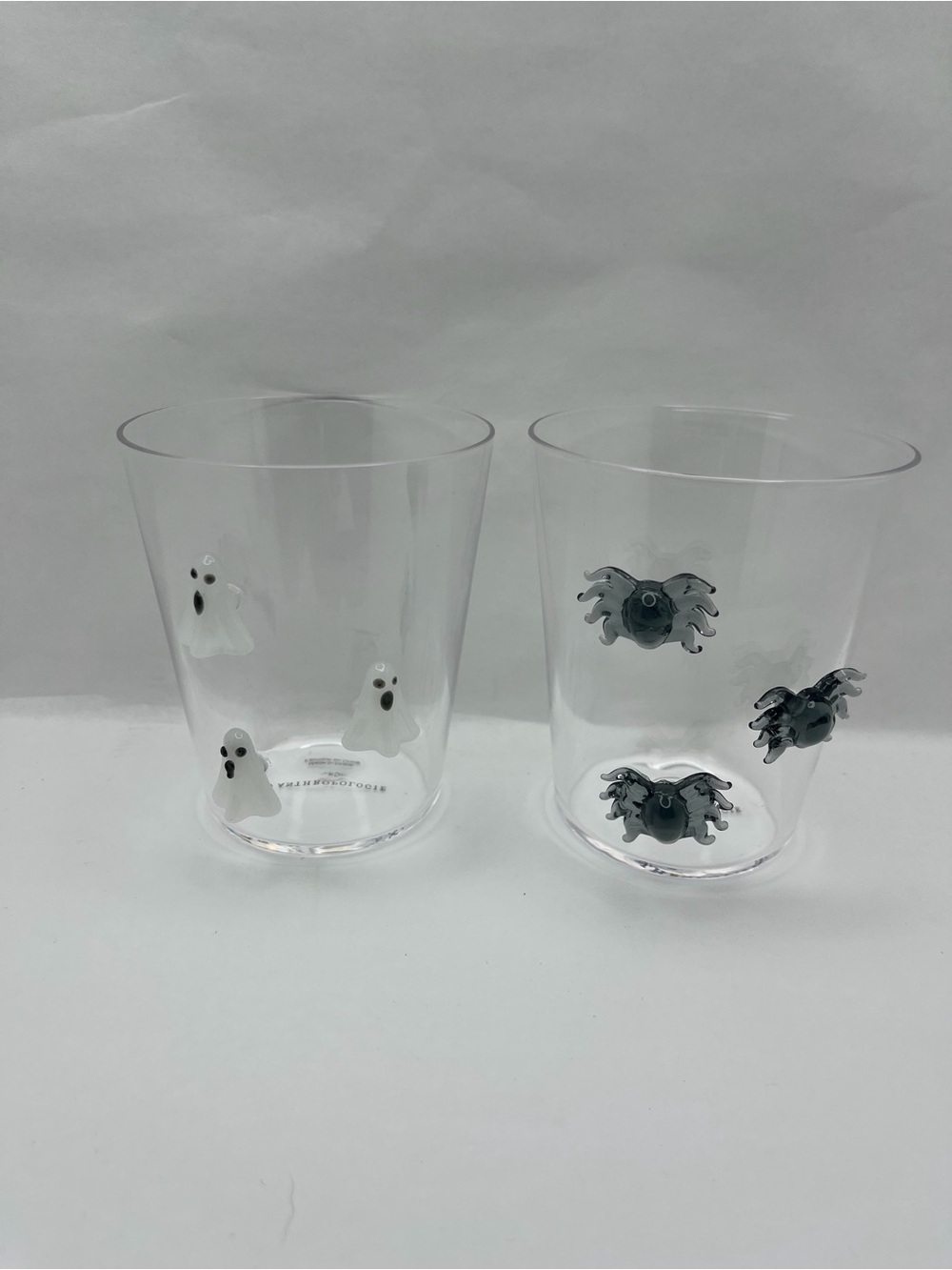 Anthropology Halloween Ghost & Spider Clear Drinking Glasses Set - White & Black